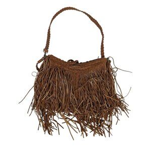Sam Edleman Leather Western Boho Fringe Hobi Crossbody Purse 14 x 10